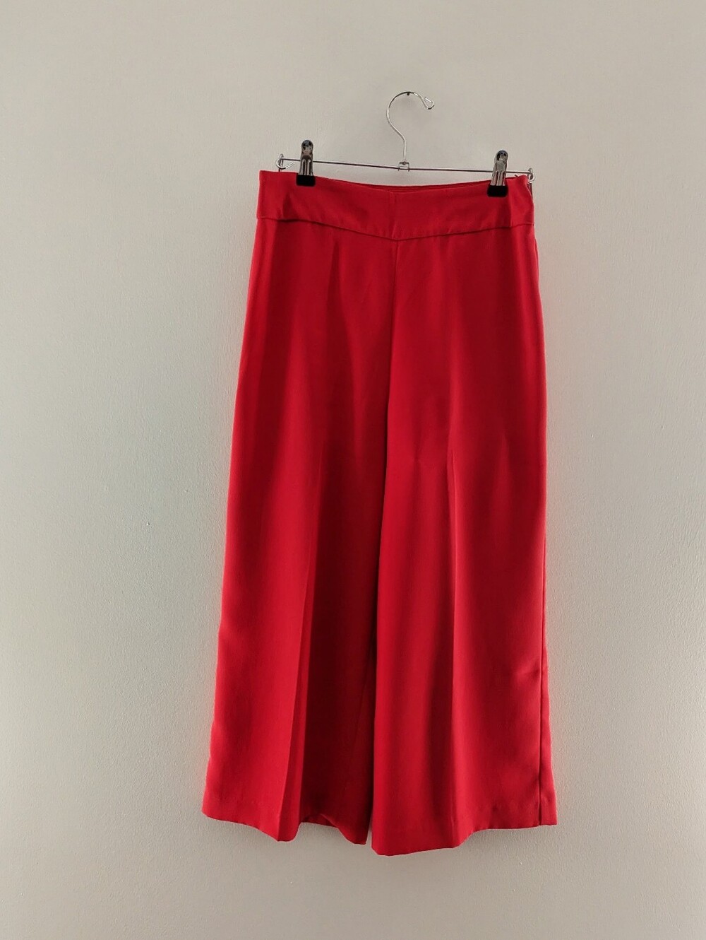 Express Red Wide Leg Culottes Cropped Pants High Rise Work Office Casual Size 8